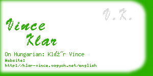 vince klar business card